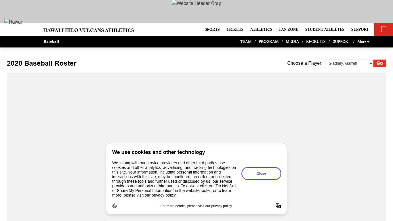 Garrett Gladney - Baseball - Hawai'i Hilo Vulcans Athletics